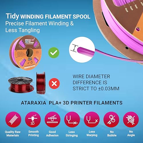 ATARAXIA ART Mercury PLA Filament for 3D Printing, Dimensional Accuracy +/- 0.03mm, Fit Most FDM 3D Printers
| ATARAXIA